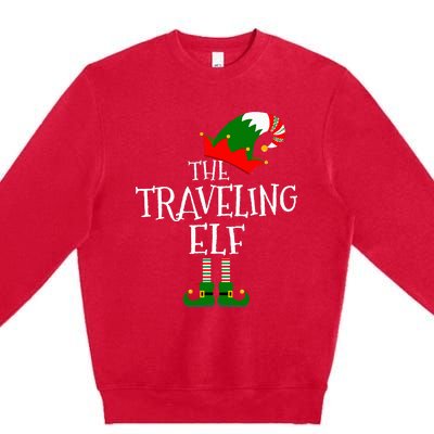 Funny The Traveling Elf Matching Family Group Gift Christmas Premium Crewneck Sweatshirt