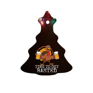 Funny Time To Get Basted Happy Thanksgiving Family Matching Ceramic Tree Ornament