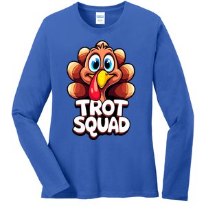 Funny Turkey Trot Squad Thanksgiving Day Harvest Festival Gift Ladies Long Sleeve Shirt