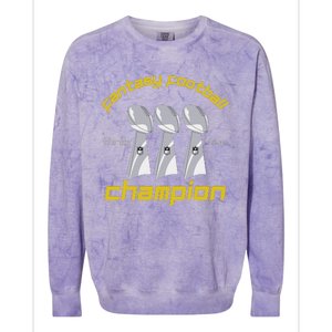 Fun Three Time Fantasy Football League Champion Trophy Colorblast Crewneck Sweatshirt