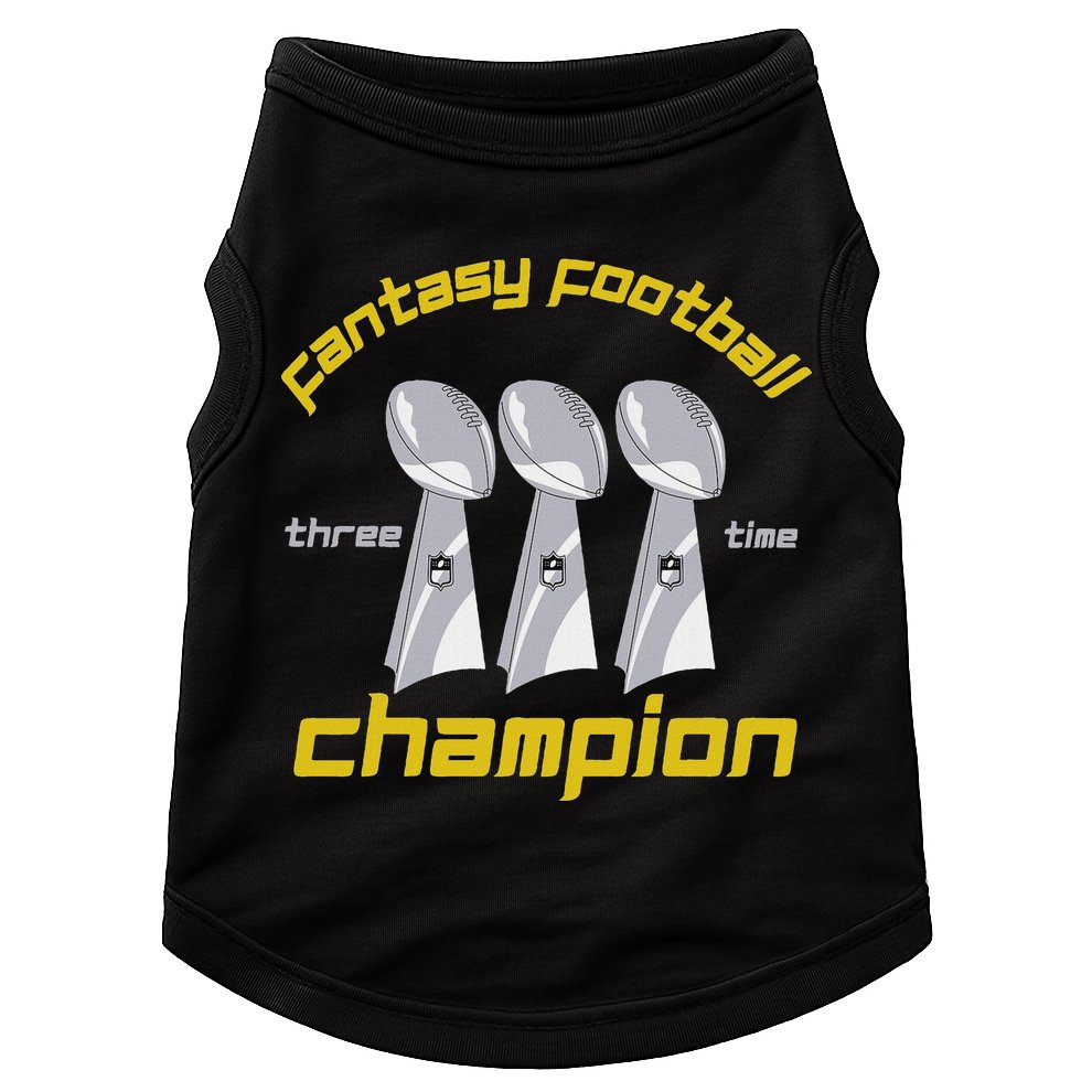 Fun Three Time Fantasy Football League Champion Trophy Doggie Tank