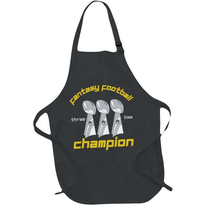 Fun Three Time Fantasy Football League Champion Trophy Apron