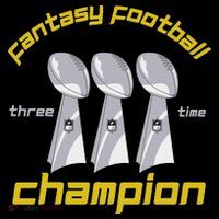 Fun Three Time Fantasy Football League Champion Trophy Tall T-Shirt