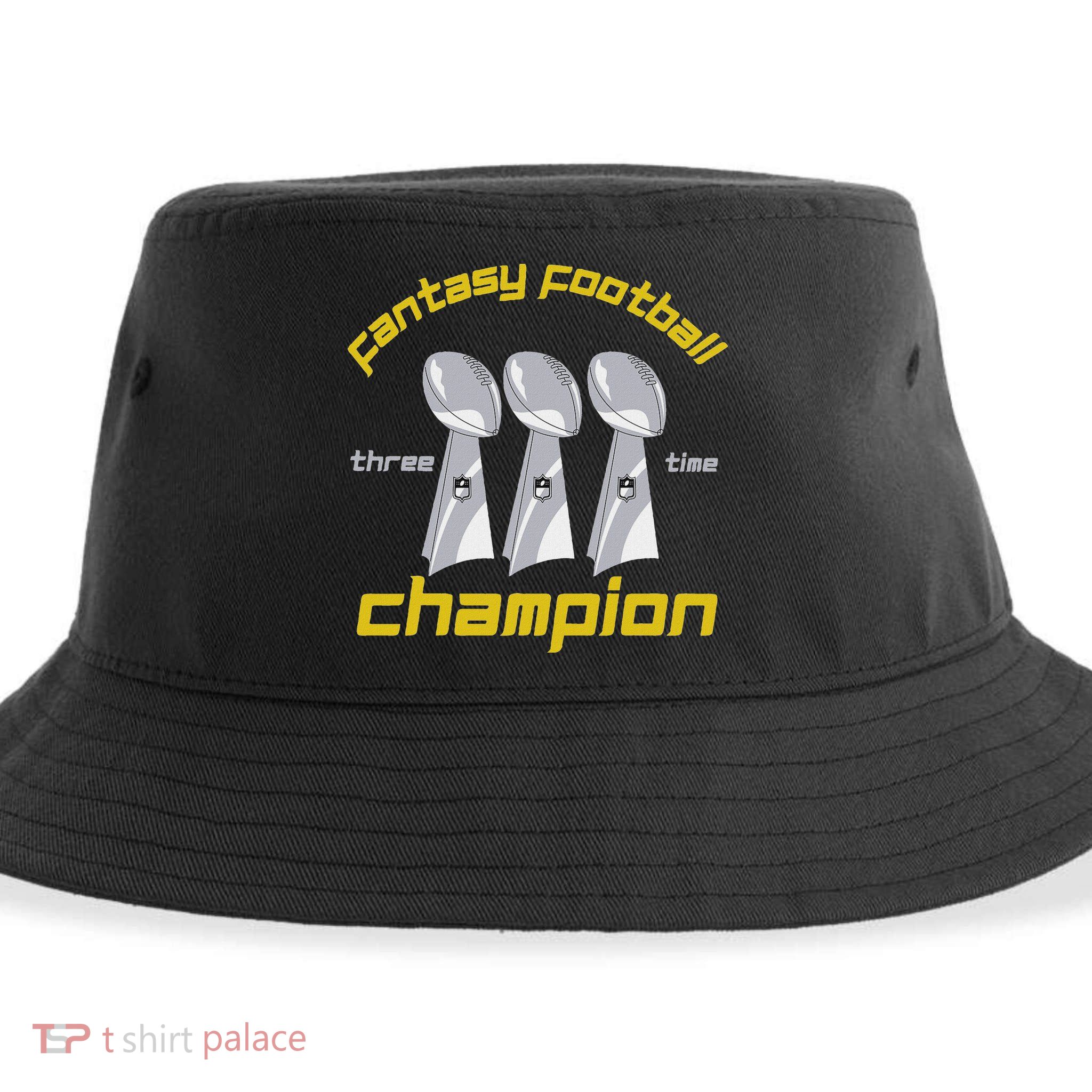 Fun Three Time Fantasy Football League Champion Trophy Sustainable Bucket Hat