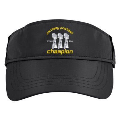 Fun Three Time Fantasy Football League Champion Trophy Adult Drive Performance Visor