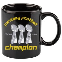Fun Three Time Fantasy Football League Champion Trophy 11oz C Handle Ceramic Mug