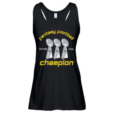 Fun Three Time Fantasy Football League Champion Trophy Ladies Essential Flowy Tank