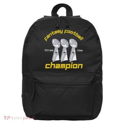 Fun Three Time Fantasy Football League Champion Trophy 16 in Basic Backpack