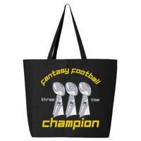 Fun Three Time Fantasy Football League Champion Trophy 25L Jumbo Tote