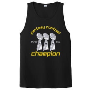 Fun Three Time Fantasy Football League Champion Trophy PosiCharge Competitor Tank