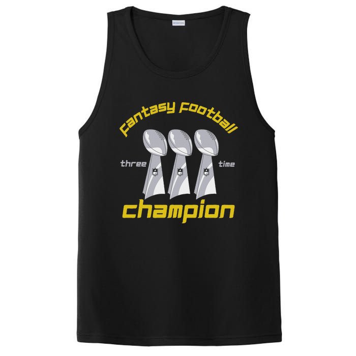 Fun Three Time Fantasy Football League Champion Trophy PosiCharge Competitor Tank