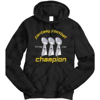 Fun Three Time Fantasy Football League Champion Trophy Tie Dye Hoodie