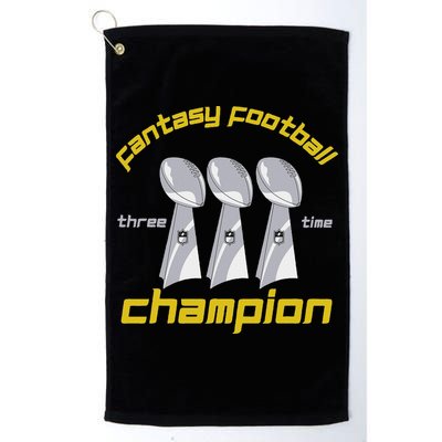 Fun Three Time Fantasy Football League Champion Trophy Golf Towel