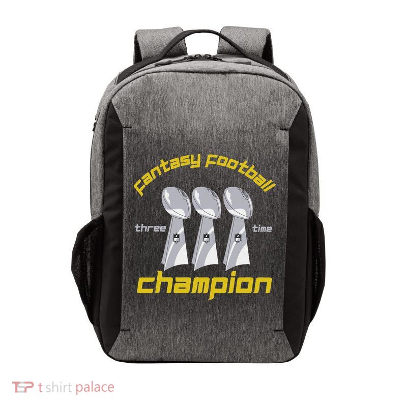 Fun Three Time Fantasy Football League Champion Trophy Vector Backpack