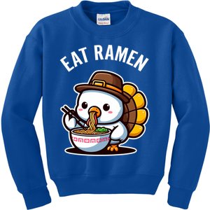 Funny Thanksgiving Turkey With Hat Eating A Bowl Of Ra Funny Gift Kids Sweatshirt