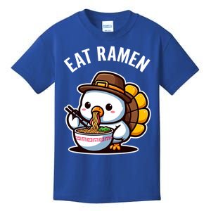 Funny Thanksgiving Turkey With Hat Eating A Bowl Of Ra Funny Gift Kids T-Shirt