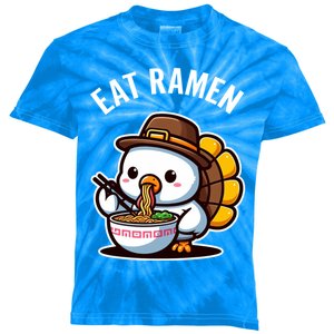 Funny Thanksgiving Turkey With Hat Eating A Bowl Of Ra Funny Gift Kids Tie-Dye T-Shirt