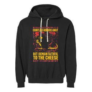 Faithful To The Cheese Japanese Horror Rat Weird Garment-Dyed Fleece Hoodie