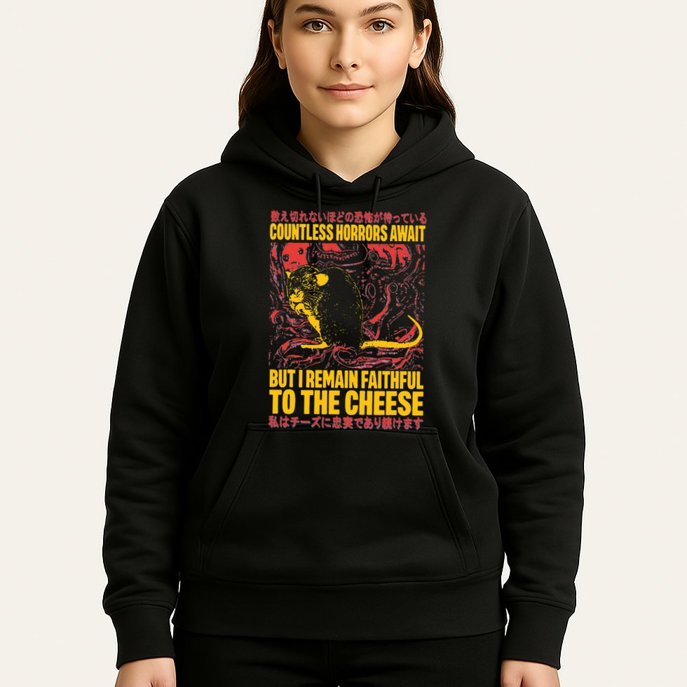 Faithful To The Cheese Japanese Horror Rat Weird Hoodie