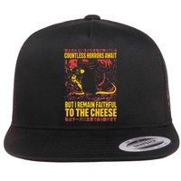 Faithful To The Cheese Japanese Horror Rat Weird Flat Bill Trucker Hat