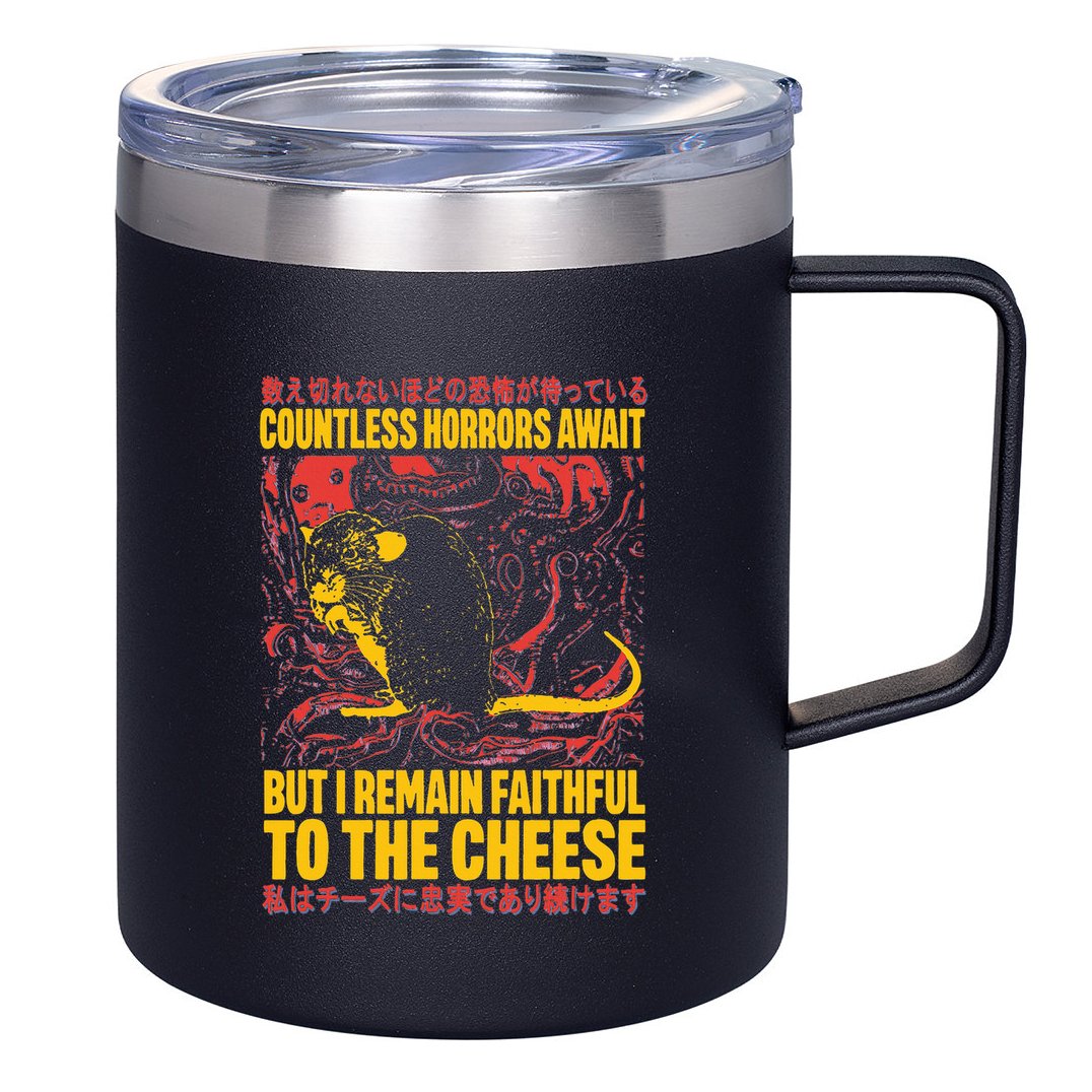 Faithful To The Cheese Japanese Horror Rat Weird 12oz Stainless Steel Coffee Mug