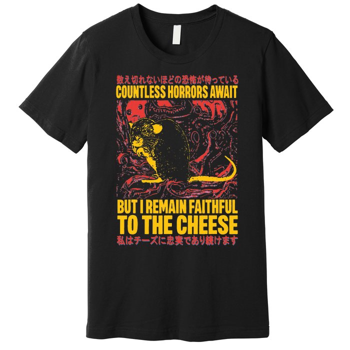 Faithful To The Cheese Japanese Horror Rat Weird Premium T-Shirt