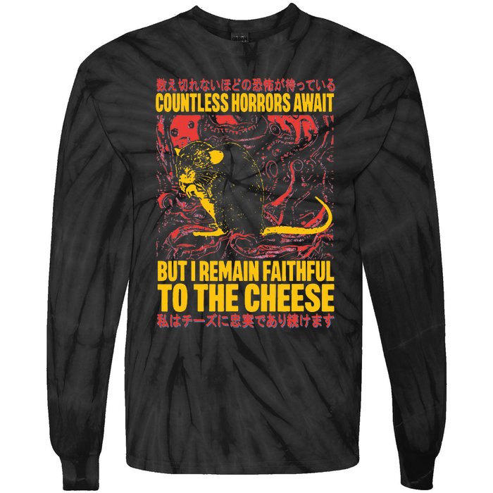 Faithful To The Cheese Japanese Horror Rat Weird Tie-Dye Long Sleeve Shirt