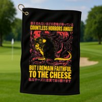 Faithful To The Cheese Japanese Horror Rat Weird Golf Towel
