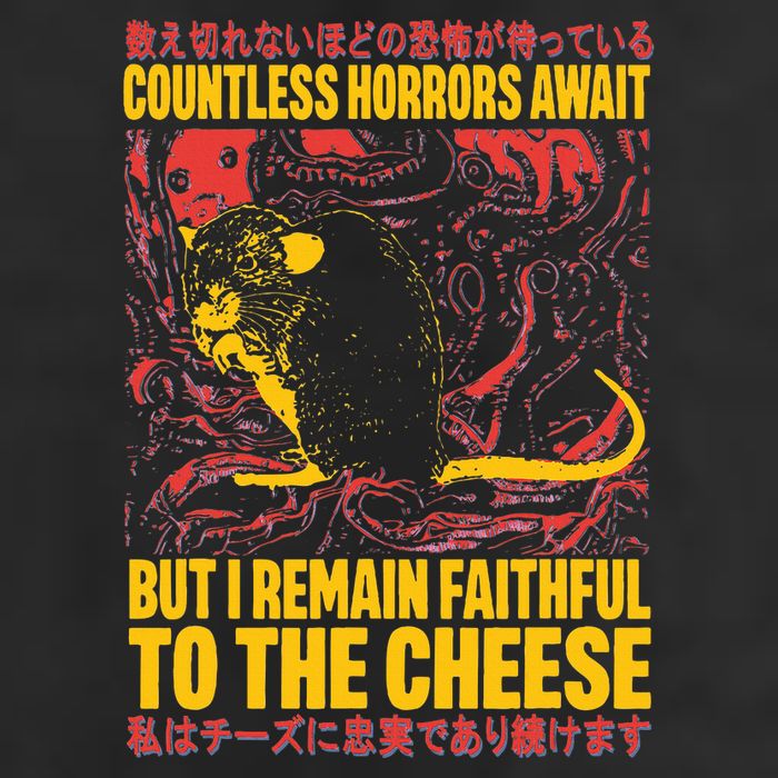 Faithful To The Cheese Japanese Horror Rat Weird Golf Towel