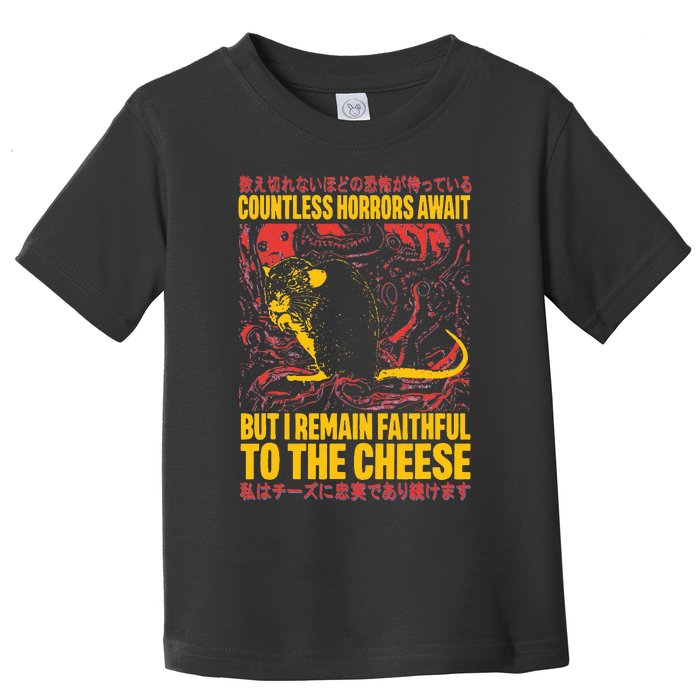 Faithful To The Cheese Japanese Horror Rat Weird Toddler T-Shirt