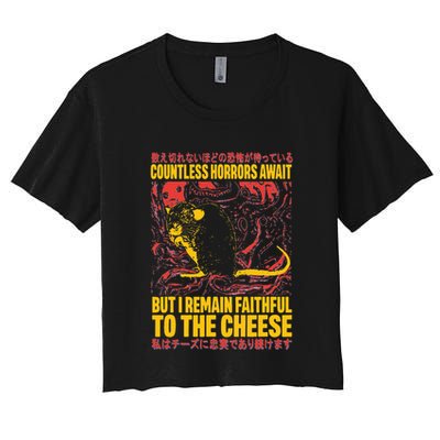 Faithful To The Cheese Japanese Horror Rat Weird Crop Top