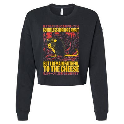 Faithful To The Cheese Japanese Horror Rat Weird Cropped Pullover Crew