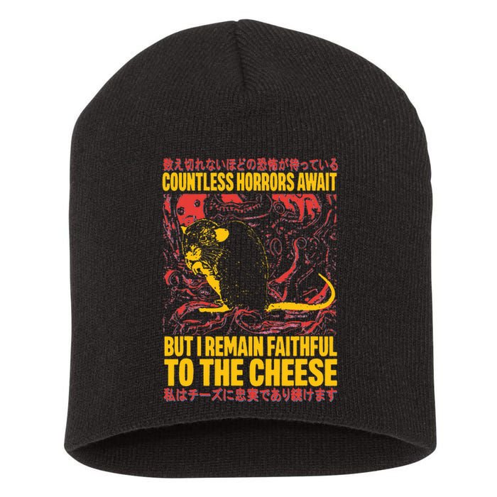 Faithful To The Cheese Japanese Horror Rat Weird Short Acrylic Beanie