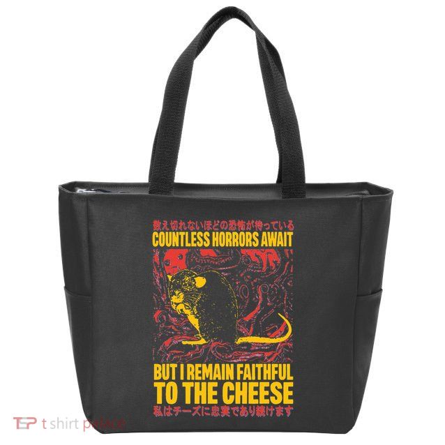 Faithful To The Cheese Japanese Horror Rat Weird Zip Tote Bag
