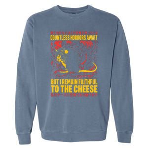 Faithful To The Cheese Japanese Horror Rat Weird Garment-Dyed Sweatshirt