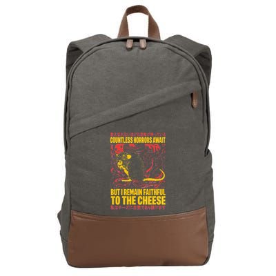 Faithful To The Cheese Japanese Horror Rat Weird Cotton Canvas Backpack
