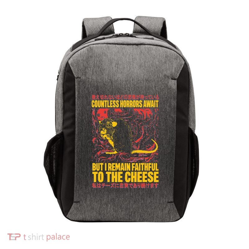 Faithful To The Cheese Japanese Horror Rat Weird Vector Backpack