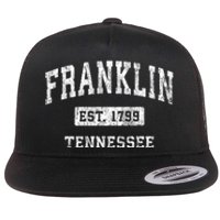 Franklin Tennessee Tn Vintage Established Sports Flat Bill Trucker Hat