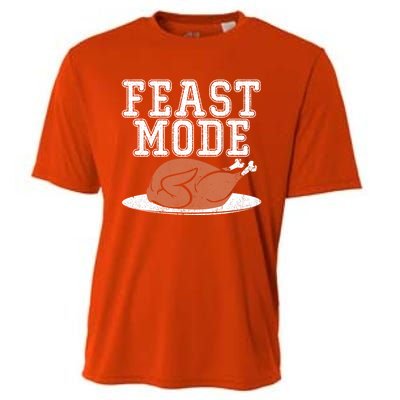 Funny Thanksgiving Turkey Feast Mode Gift Cooling Performance Crew T-Shirt