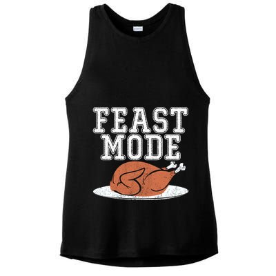 Funny Thanksgiving Turkey Feast Mode Gift Ladies PosiCharge Tri-Blend Wicking Tank