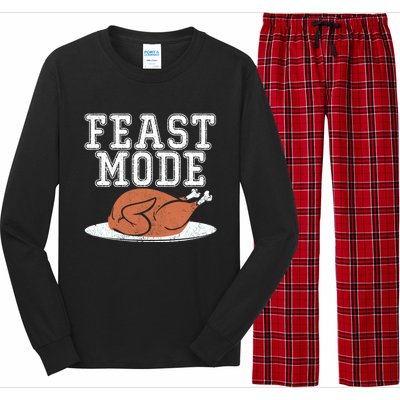 Funny Thanksgiving Turkey Feast Mode Gift Long Sleeve Pajama Set