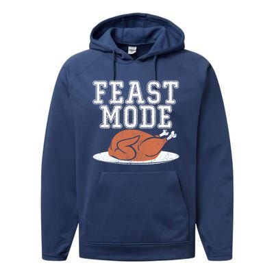 Funny Thanksgiving Turkey Feast Mode Gift Performance Fleece Hoodie