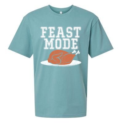 Funny Thanksgiving Turkey Feast Mode Gift Sueded Cloud Jersey T-Shirt