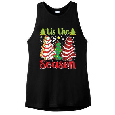 Funny Tis The Season Christmas Tree Cakes Debbie Ladies PosiCharge Tri-Blend Wicking Tank