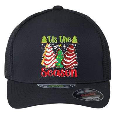 Funny Tis The Season Christmas Tree Cakes Debbie Flexfit Unipanel Trucker Cap