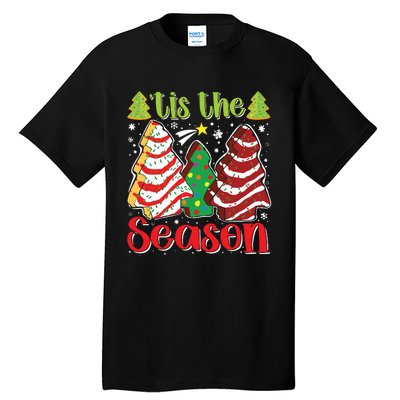 Funny Tis The Season Christmas Tree Cakes Debbie Tall T-Shirt