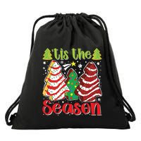 Funny Tis The Season Christmas Tree Cakes Debbie Drawstring Bag