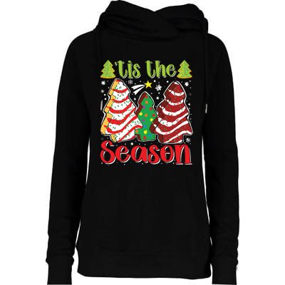 Funny Tis The Season Christmas Tree Cakes Debbie Womens Funnel Neck Pullover Hood