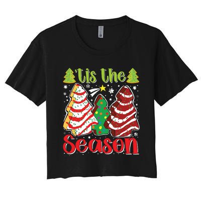 Funny Tis The Season Christmas Tree Cakes Debbie Women's Crop Top Tee