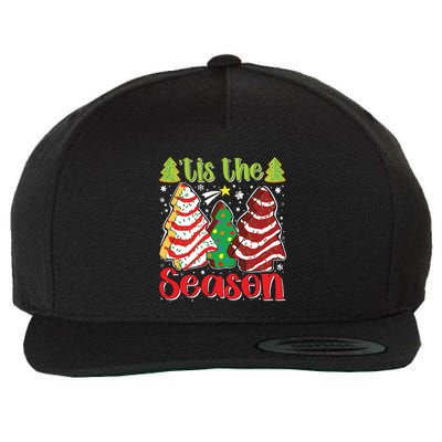 Funny Tis The Season Christmas Tree Cakes Debbie Wool Snapback Cap